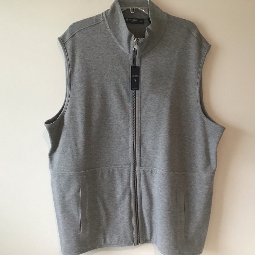 Cremieux NWT $95 Sweater Vest  XL Zip Front & Pockets Heather Gray